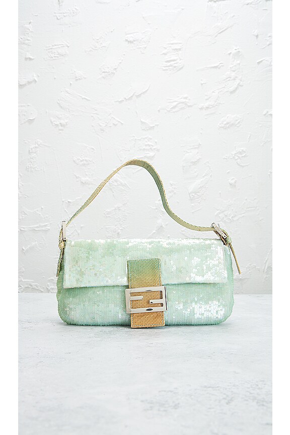 view 2 of 10 Fendi Sequin Baguette Shoulder Bag in Light Blue