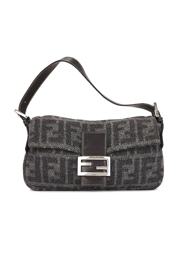 view 1 of 10 Fendi Zucca Wool Baguette Shoulder Bag in Dark Grey