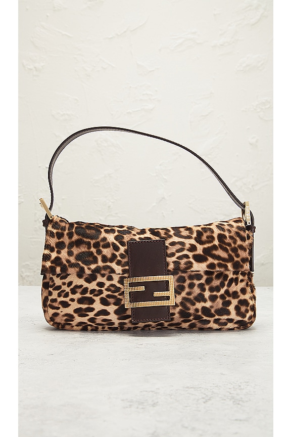 view 2 of 9 Fendi Mama Leopard Baguette Shoulder Bag in Brown