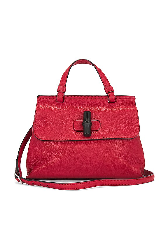 view 1 of 8 Gucci Bamboo 2 Way Handbag in Red