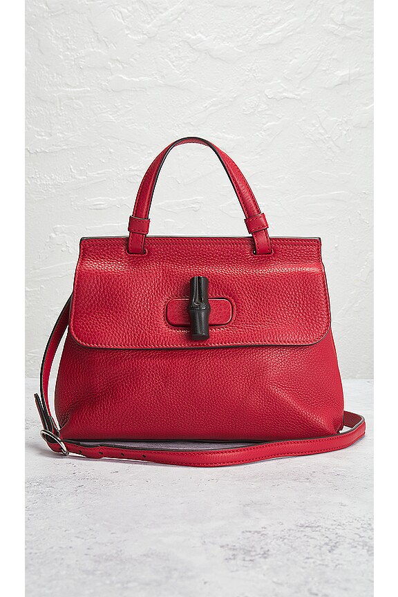 view 2 of 8 Gucci Bamboo 2 Way Handbag in Red