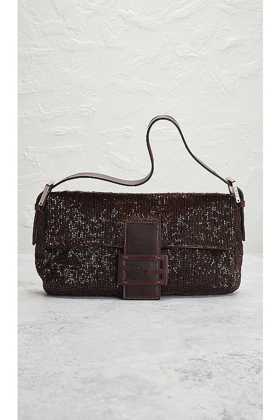 view 2 of 8 Fendi Beaded Baguette Shoulder Bag in Brown