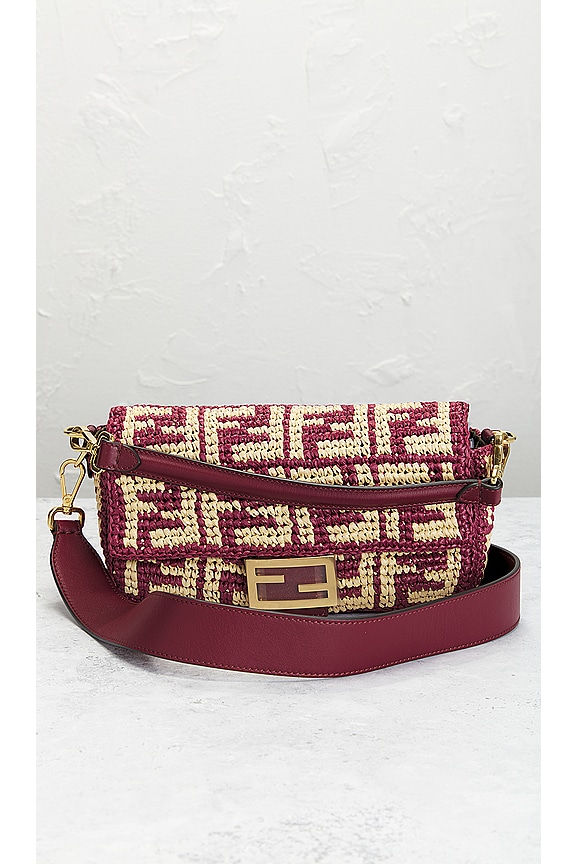 view 2 of 9 Fendi Zucca Mama Baguette 2 Way Handbag in Burgundy