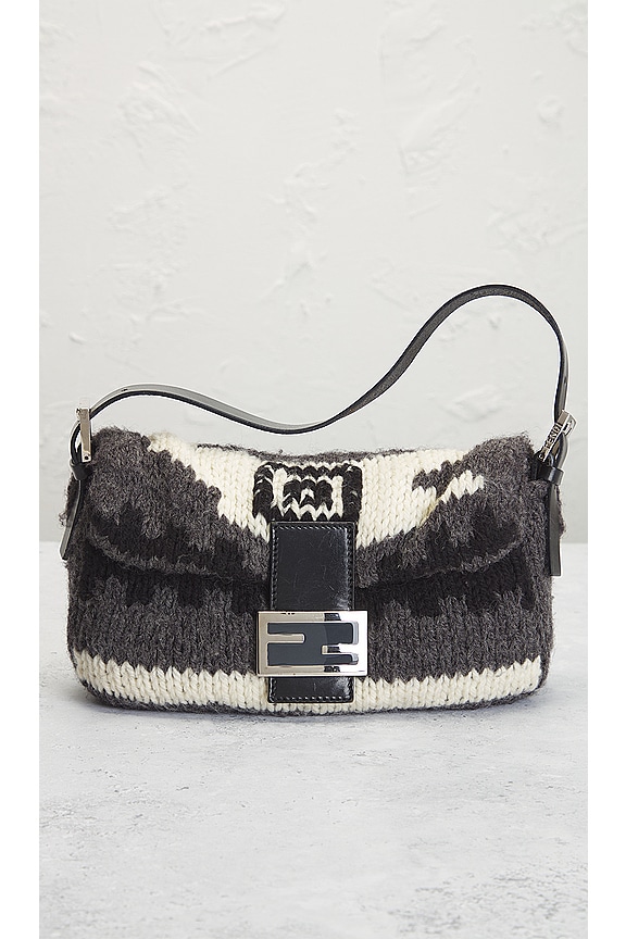 view 2 of 9 Fendi Wool Mama Baguette Shoulder Bag in Black & White