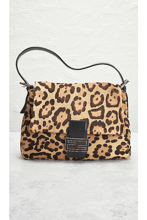 view 2 of 10 Fendi Leopard Mama Baguette Shoulder Bag in Tan