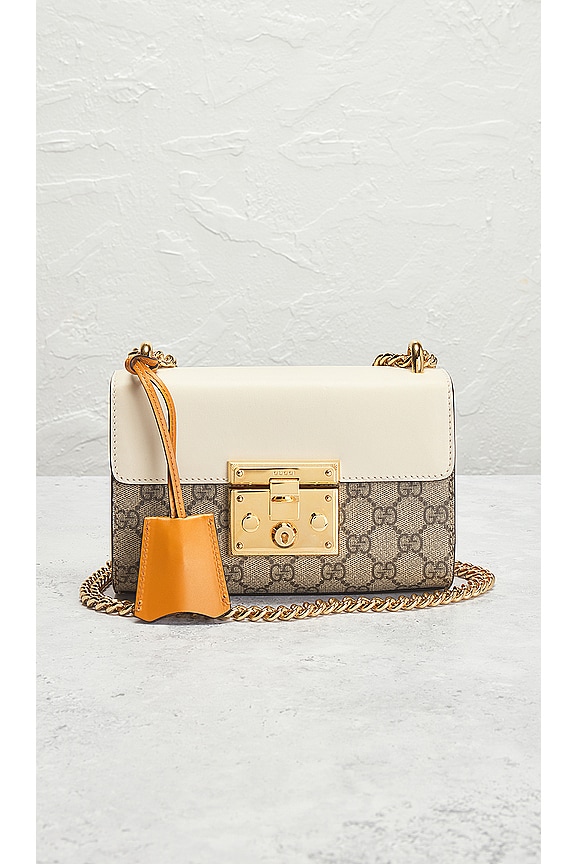 view 2 of 8 Gucci GG Supreme Padlock Leather Chain Shoulder Bag in White