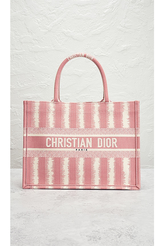 view 2 of 9 Dior Canvas Striped Book Tote Bag in Pink