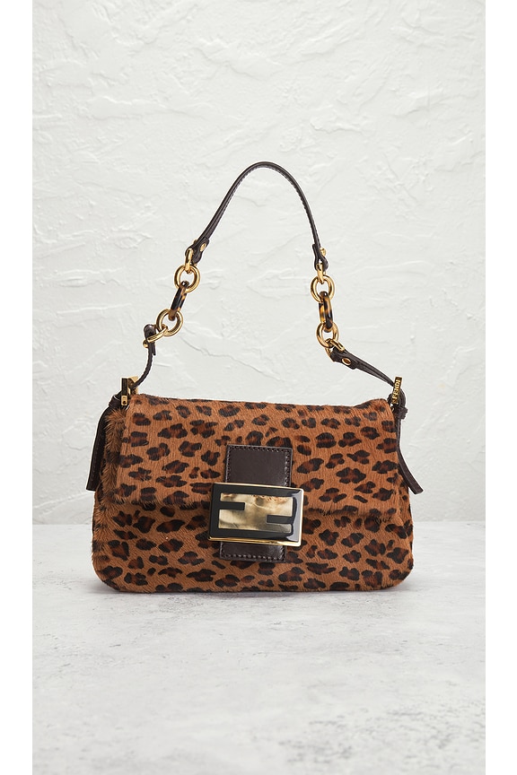 view 2 of 9 Fendi Leopard Mama Baguette Shoulder Bag in Brown