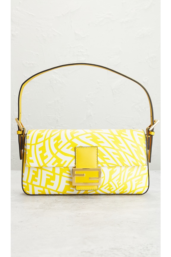 view 2 of 9 Fendi Vertigo Zucca Baguette Shoulder Bag in Yellow