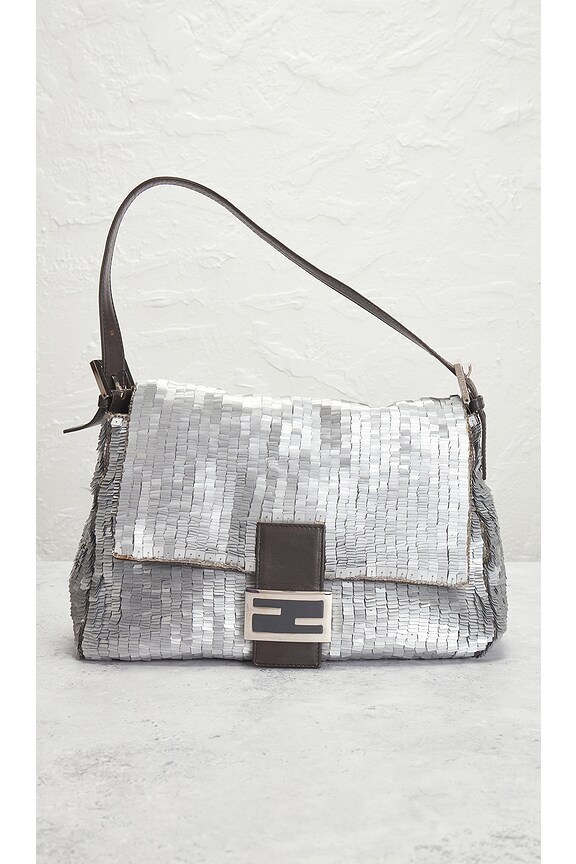view 2 of 8 Fendi Mamma Sequin Baguette Shoulder Bag in Silver