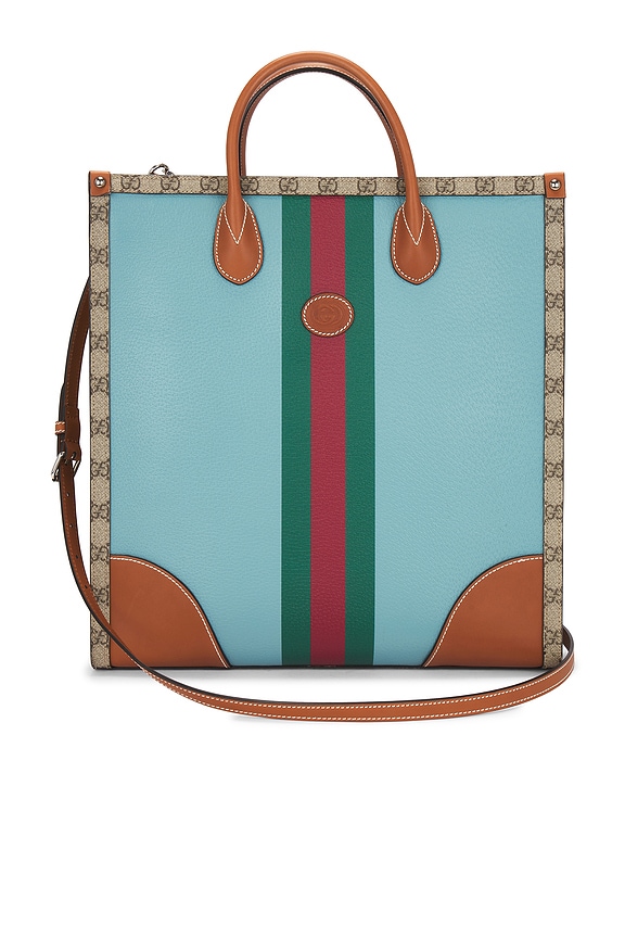view 1 of 8 Gucci GG Supreme 2 Way Tote Bag in Turquoise