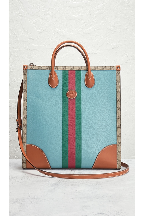 view 2 of 8 Gucci GG Supreme 2 Way Tote Bag in Turquoise