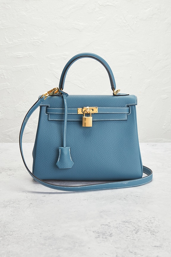 view 2 of 7 Hermes Togo B Stamp Kelly 25 Handbag in Blue Jean