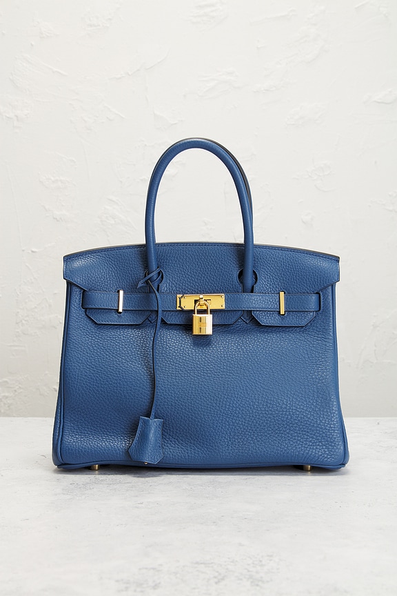 view 2 of 9 Hermes Clemence Birkin 30 Handbag in Blue Agate