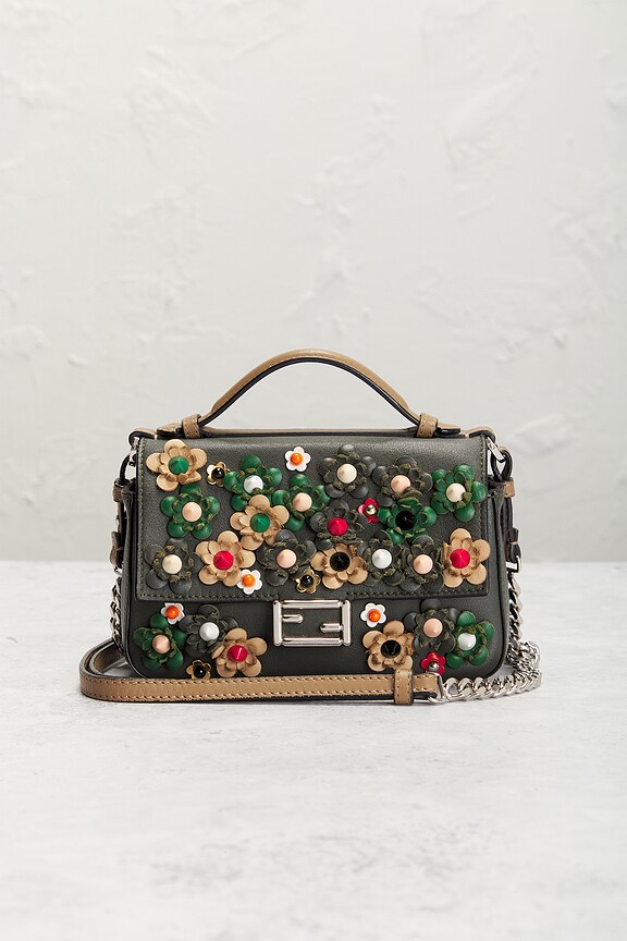 view 2 of 9 Fendi Floral 2 Way Baguette Shoulder Bag in Black