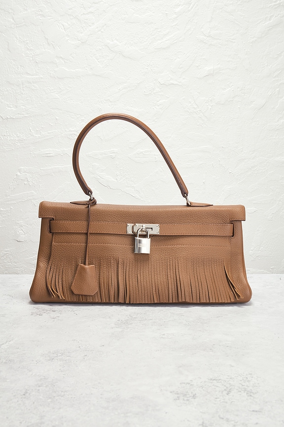 view 2 of 8 Hermes Clemence Fringe Kelly 42 Shoulder Bag in Brown
