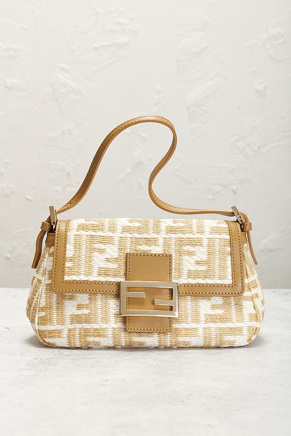 FWRD Renew Fendi Mama Raffia Zucca Shoulder Bag in Ivory | REVOLVE