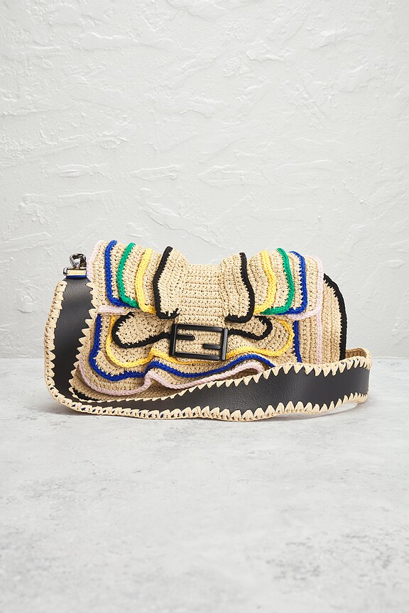 FWRD Renew Fendi Mama Raffia Baguette Shoulder Bag in Multi | REVOLVE