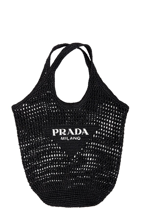 view 1 of 8 Prada Raffia Logo Tote Bag in Black