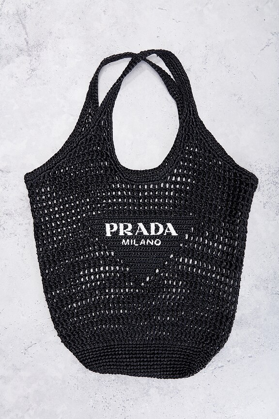 view 2 of 8 Prada Raffia Logo Tote Bag in Black