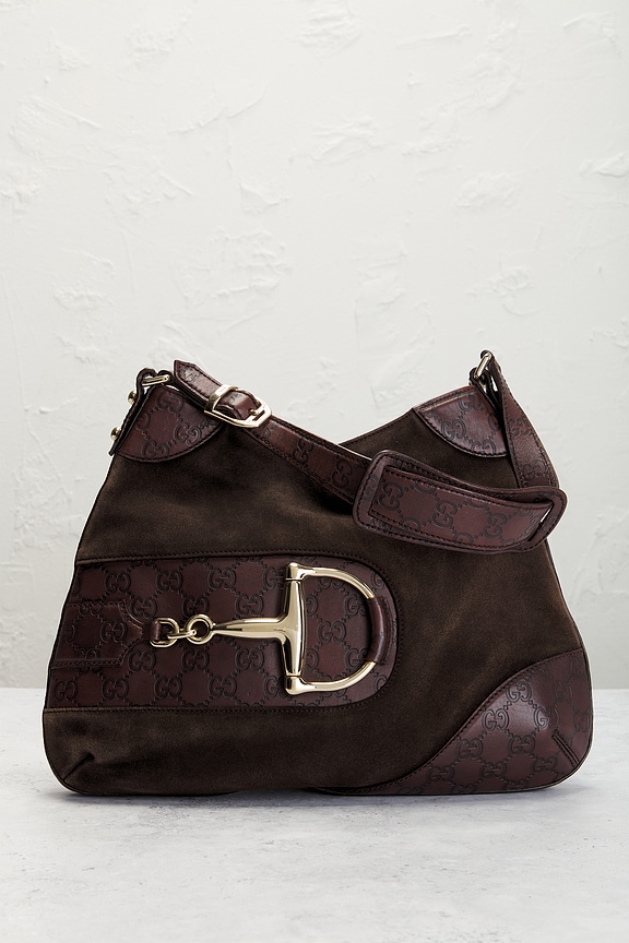 view 2 of 10 Gucci Guccissima Horsebit Shoulder Bag in Brown