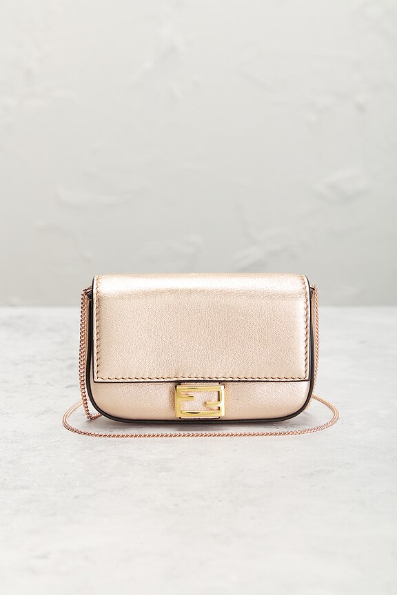 view 2 of 8 Fendi Nano Baguette Charm Shoulder Bag in Rose Gold