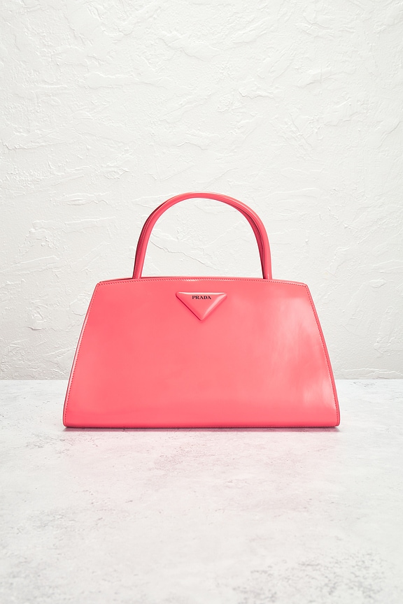 view 2 of 8 Prada Spazzolato Architectural Line Horizontal Handbag in Coral