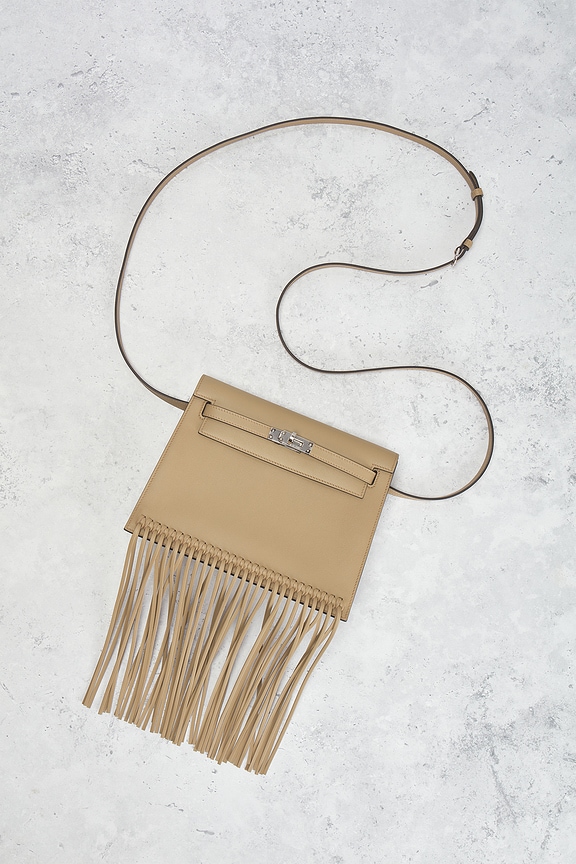 view 2 of 7 Hermes Swift Kelly Danse Fringe Shoulder Bag in Beige Marfa