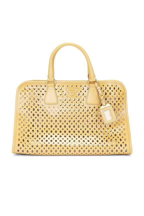 view 1 of 7 Prada Punched Leather Handbag in Beige