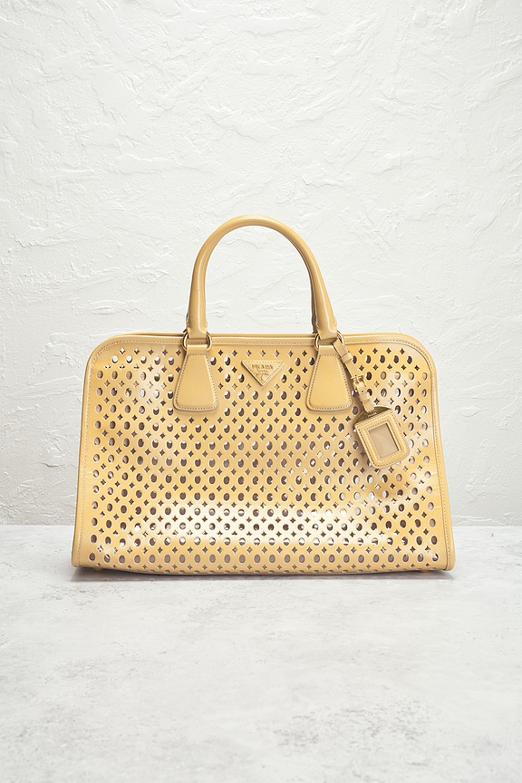 view 2 of 7 Prada Punched Leather Handbag in Beige