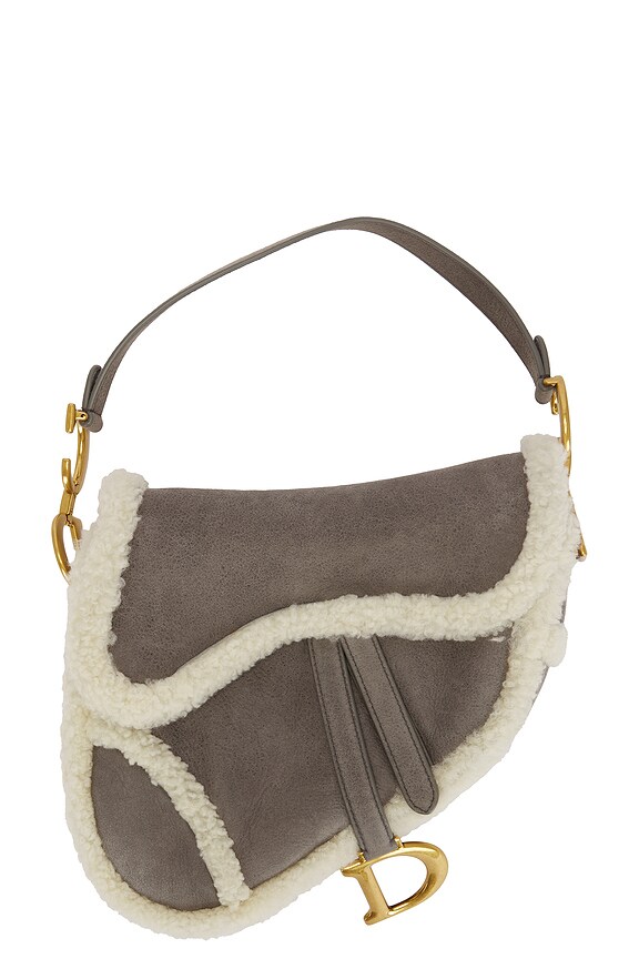 view 1 of 9 Dior Shearling Saddle Bag in Grey