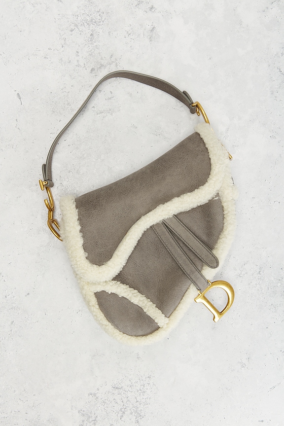 view 2 of 9 Dior Shearling Saddle Bag in Grey