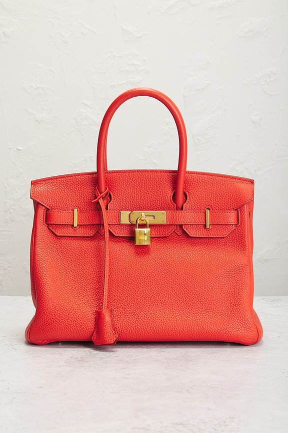 view 2 of 9 Hermes Clemence Birkin 30 Retourne Handbag in Rouge
