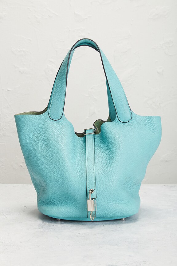 view 2 of 8 Hermes Taurillon Clemence Picotin Lock 22 Handbag in Blue Atoll