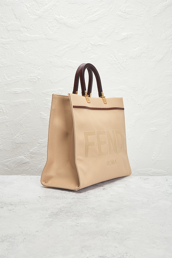 FWRD Renew Fendi Sunshine Shopper Tote Bag in Beige | REVOLVE