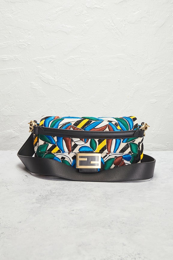 view 2 of 9 Fendi Beaded Vitello Dolce Leaf Embroidered Mama Baguette Shoulder Bag in Multi