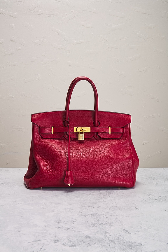 view 2 of 8 Hermes Taurillon Clemence Birkin Retourne 35 Handbag in Rouge