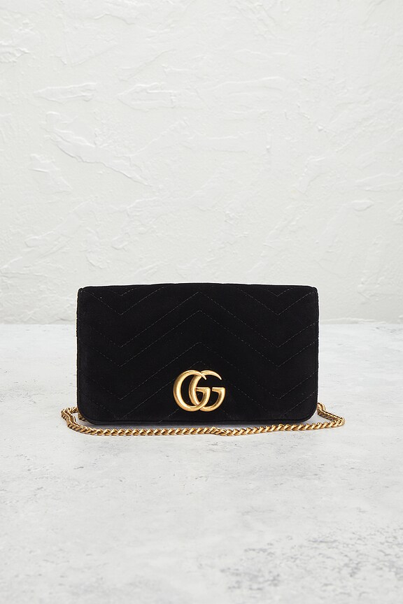 view 2 of 7 Gucci Velvet GG Marmont Wallet On Chain in Black