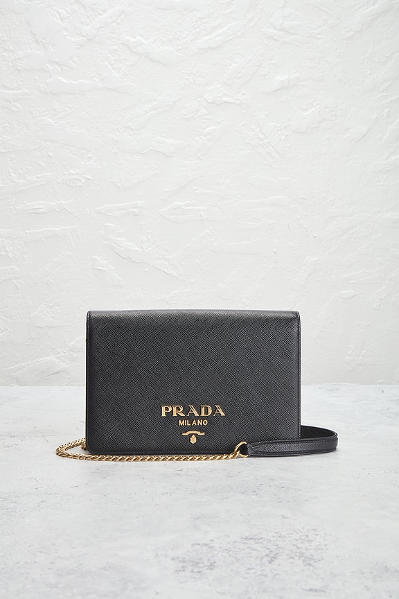 view 2 of 8 Prada Saffiano Wallet On Chain in Black