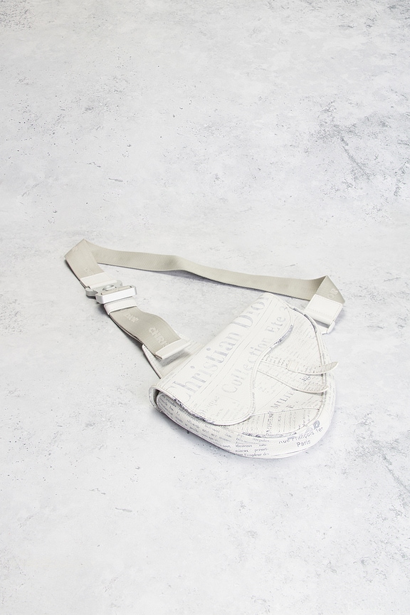 FWRD Renew Dior Newspaper Saddle Bag in White | REVOLVE