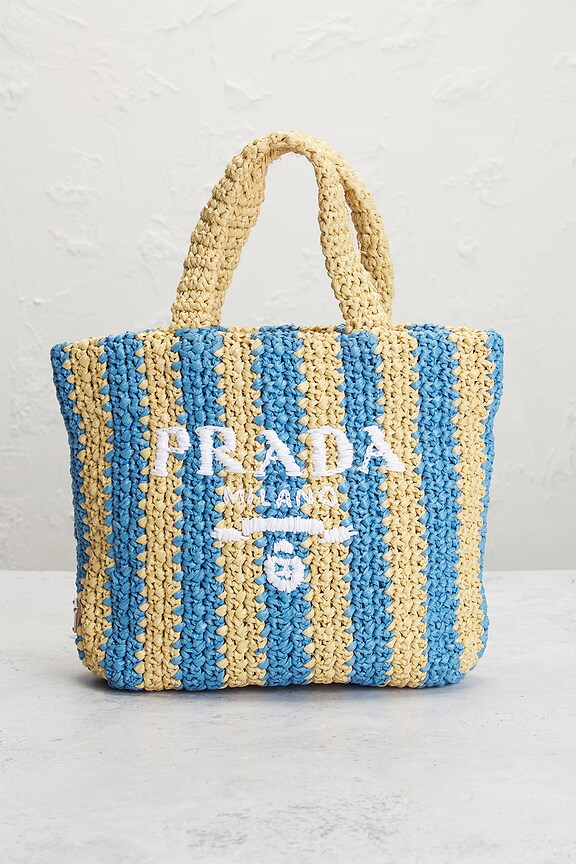 view 2 of 9 Prada Raffia Striped Tote Bag in Neutral