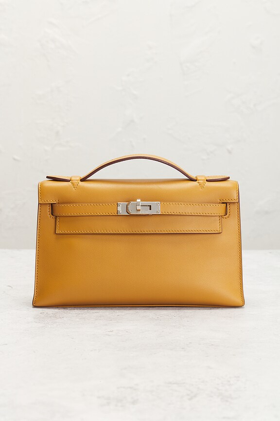 view 2 of 9 Hermes Veau Swift Kelly Pochette Handbag in Sesame
