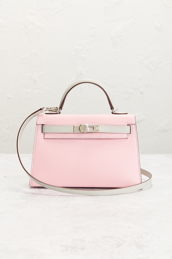view 2 of 8 Hermes Chevre Kelly 20 Handbag in Rose Sakura & Gris Perle