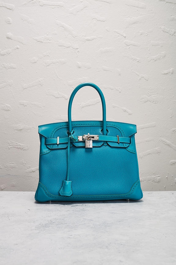 view 2 of 10 Hermes Togo Ghillies Birkin 30 Handbag in Turquoise