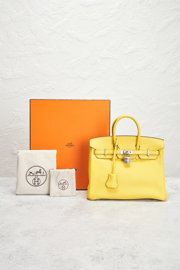 FWRD Renew Hermes Taurillon Clemence Birkin 25 Handbag in Jaune de