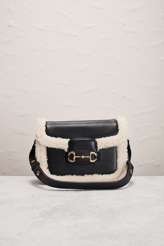 view 2 of 10 Gucci Shearling Horsebit 1955 Shoulder Bag in Black