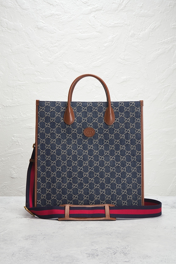 view 2 of 8 Gucci GG Denim Tote Bag in Blue
