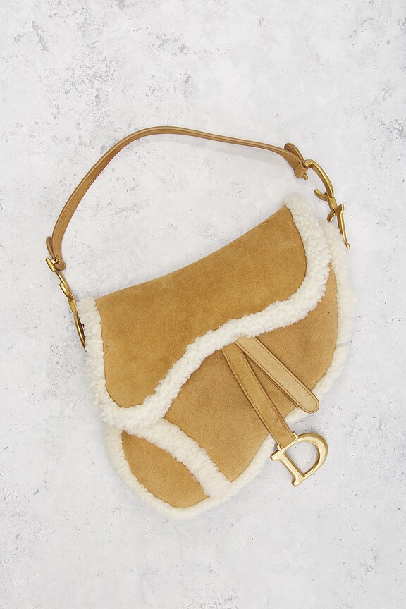 view 2 of 8 Dior Shearling Saddle Bag in Tan