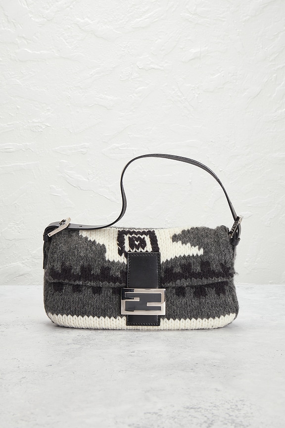 view 2 of 8 Fendi Wool Baguette Shoulder Bag in Grey