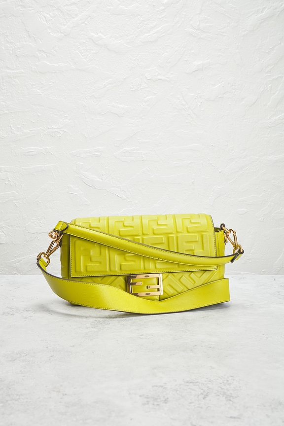 view 2 of 9 Fendi Embossed FF Baguette Shoulder Bag in Green